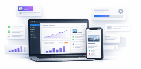Laptop and phone consulting dashboard mockup